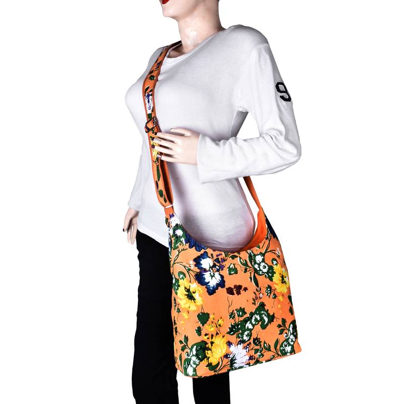 Flora Orange Canvas Sling Bag