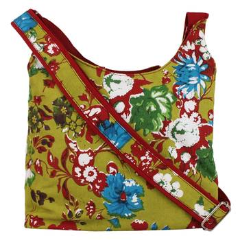 Flora Green Canvas Sling Bag 1