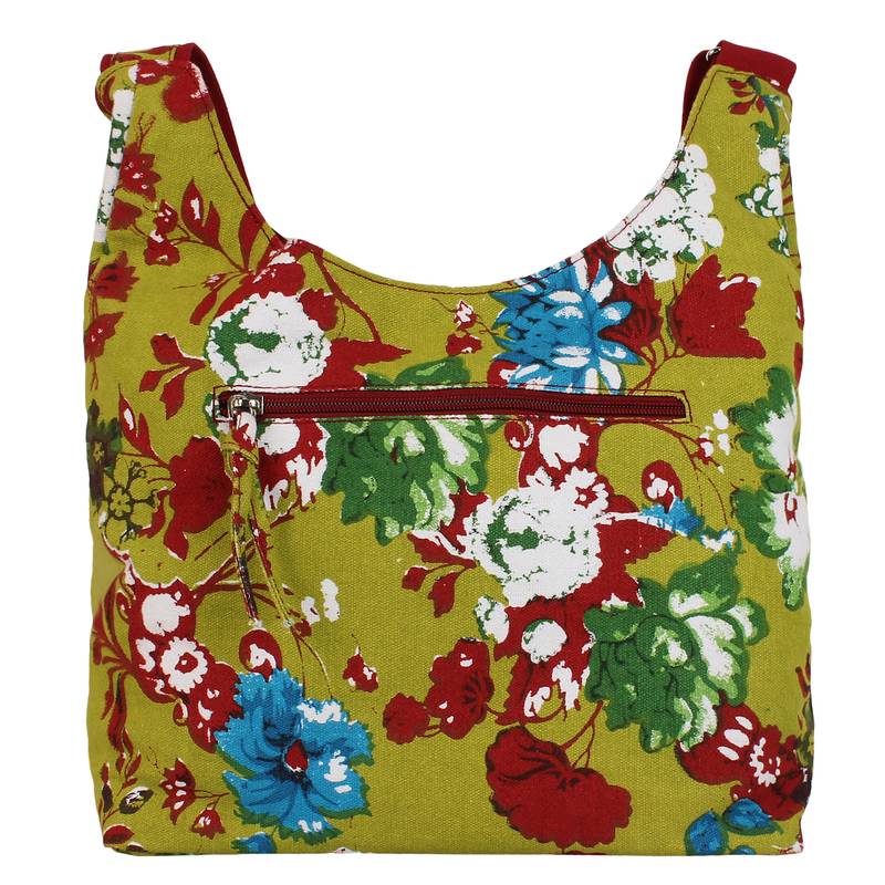 Flora Green Canvas Sling Bag