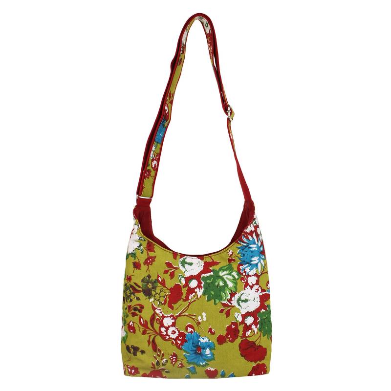 Flora Green Canvas Sling Bag