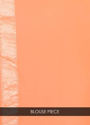 Orange hand woven pure chiffon saree with blouse 4