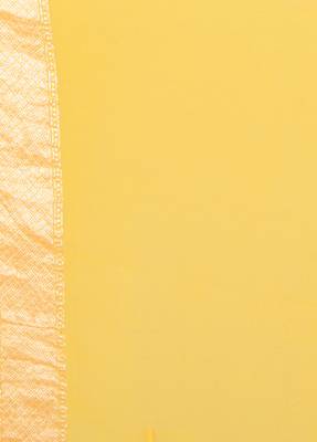 Yellow hand woven pure chiffon saree with blouse 4