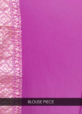 Magenta hand woven pure chiffon saree with blouse 4