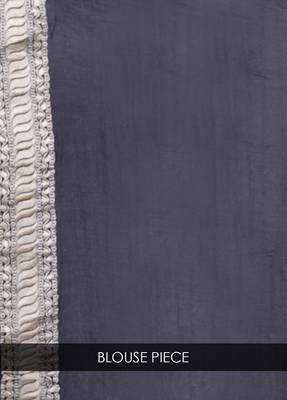 Black hand woven pure chiffon saree with blouse 4