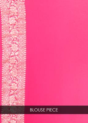 Coral hand woven pure chiffon saree with blouse 4