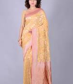 Multicolor hand woven pure chiffon saree with blouse