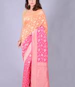 Multicolor hand woven pure chiffon saree with blouse