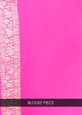 Pink hand woven pure chiffon saree with blouse 4