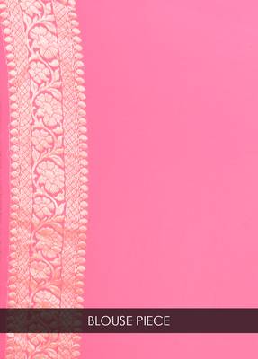 Coral hand woven pure chiffon saree with blouse 4
