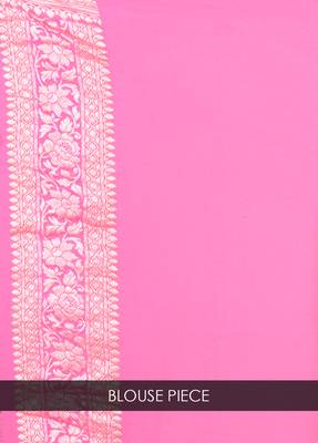 Pink hand woven pure chiffon saree with blouse 4