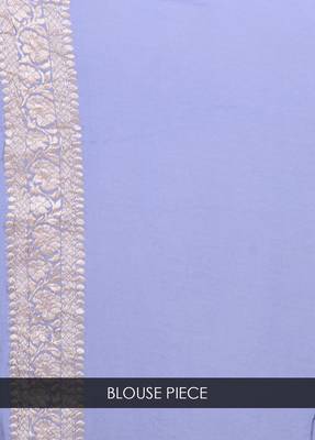 Grey hand woven pure chiffon saree with blouse 4
