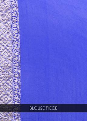 Blue hand woven pure chiffon saree with blouse 4