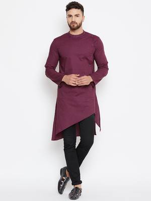 Maroon woven pure cotton men-kurtas 1