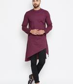 Maroon woven pure cotton men-kurtas