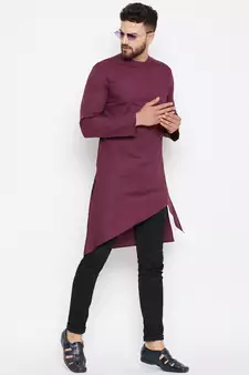 Maroon woven pure cotton men-kurtas