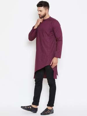Maroon woven pure cotton men-kurtas 3
