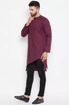 Maroon woven pure cotton men-kurtas