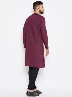 Maroon woven pure cotton men-kurtas 4