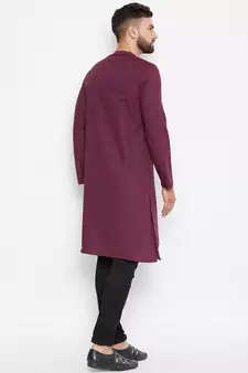 Maroon woven pure cotton men-kurtas