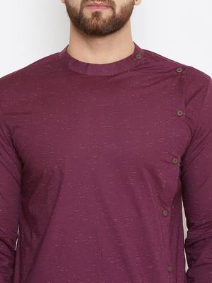 Maroon woven pure cotton men-kurtas 5