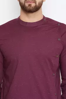 Maroon woven pure cotton men-kurtas