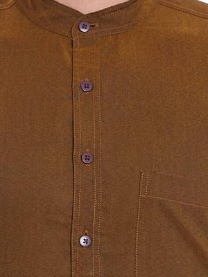 Brown woven pure cotton kurta-pajama 5