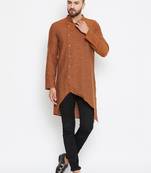 Brown woven pure cotton men-kurtas