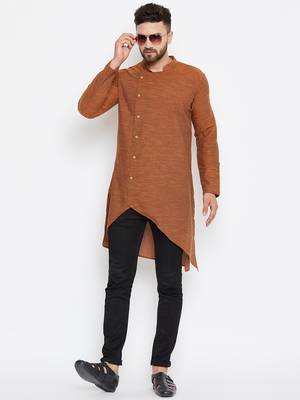 Brown woven pure cotton men-kurtas 2