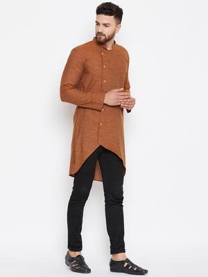 Brown woven pure cotton men-kurtas 3