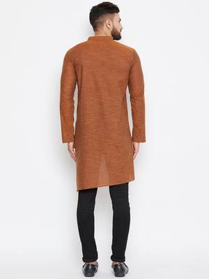 Brown woven pure cotton men-kurtas 4
