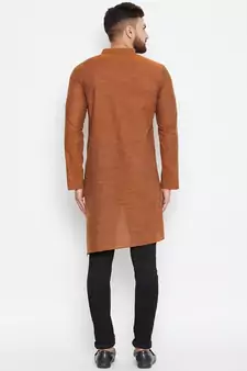 Brown woven pure cotton men-kurtas
