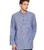 Blue woven pure cotton men-kurtas