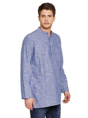 Blue woven pure cotton men-kurtas 3
