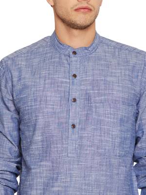 Blue woven pure cotton men-kurtas 5