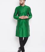 Green woven pure cotton kurta-pajama