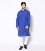 Blue woven pure cotton kurta-pajama