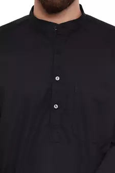 Black woven pure cotton kurta-pajama