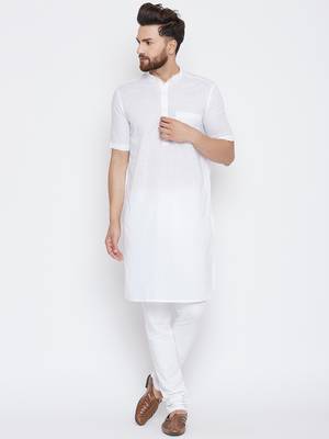 White woven pure cotton kurta-pajama 1