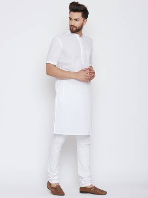 White woven pure cotton kurta-pajama 3