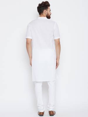 White woven pure cotton kurta-pajama 4