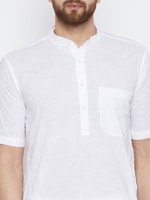 White woven pure cotton kurta-pajama 5
