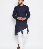 Blue woven pure cotton men-kurtas