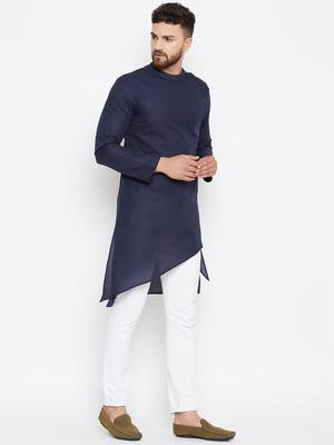Blue woven pure cotton men-kurtas 3