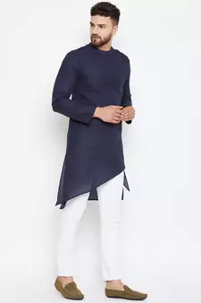 Blue woven pure cotton men-kurtas