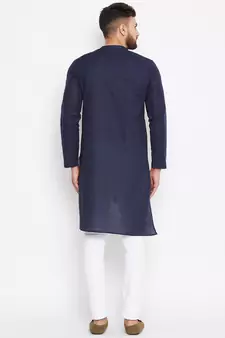 Blue woven pure cotton men-kurtas