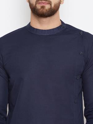 Blue woven pure cotton men-kurtas 5