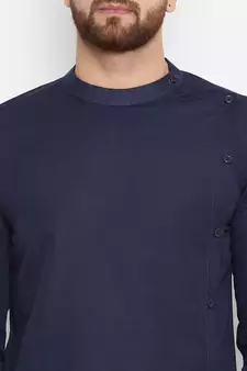 Blue woven pure cotton men-kurtas