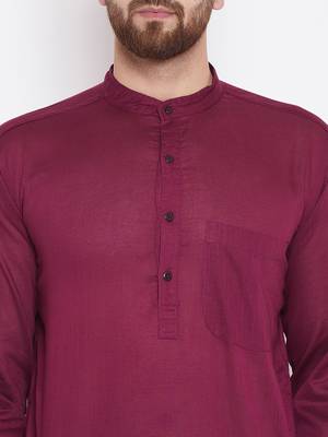 Maroon woven pure cotton kurta-pajama 5