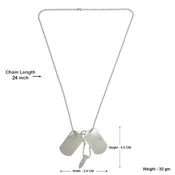 Silver Plated Dual Locket Pendent With Bullet & Chain For Men & Boys 4