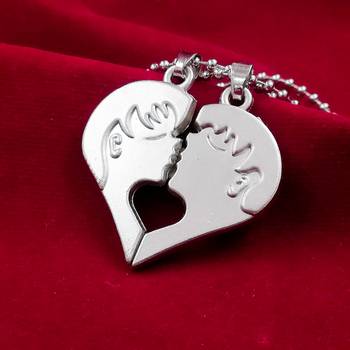 Couple Special Silver Plated Dual Heart Pendant Chain For Girls & Boys Stainless Steel Pendant 1